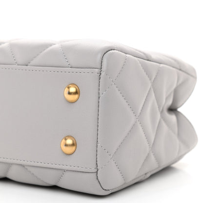 Chanel Calfskin Quilted Lady Handle Clutch Tote Grey 10 of 11
