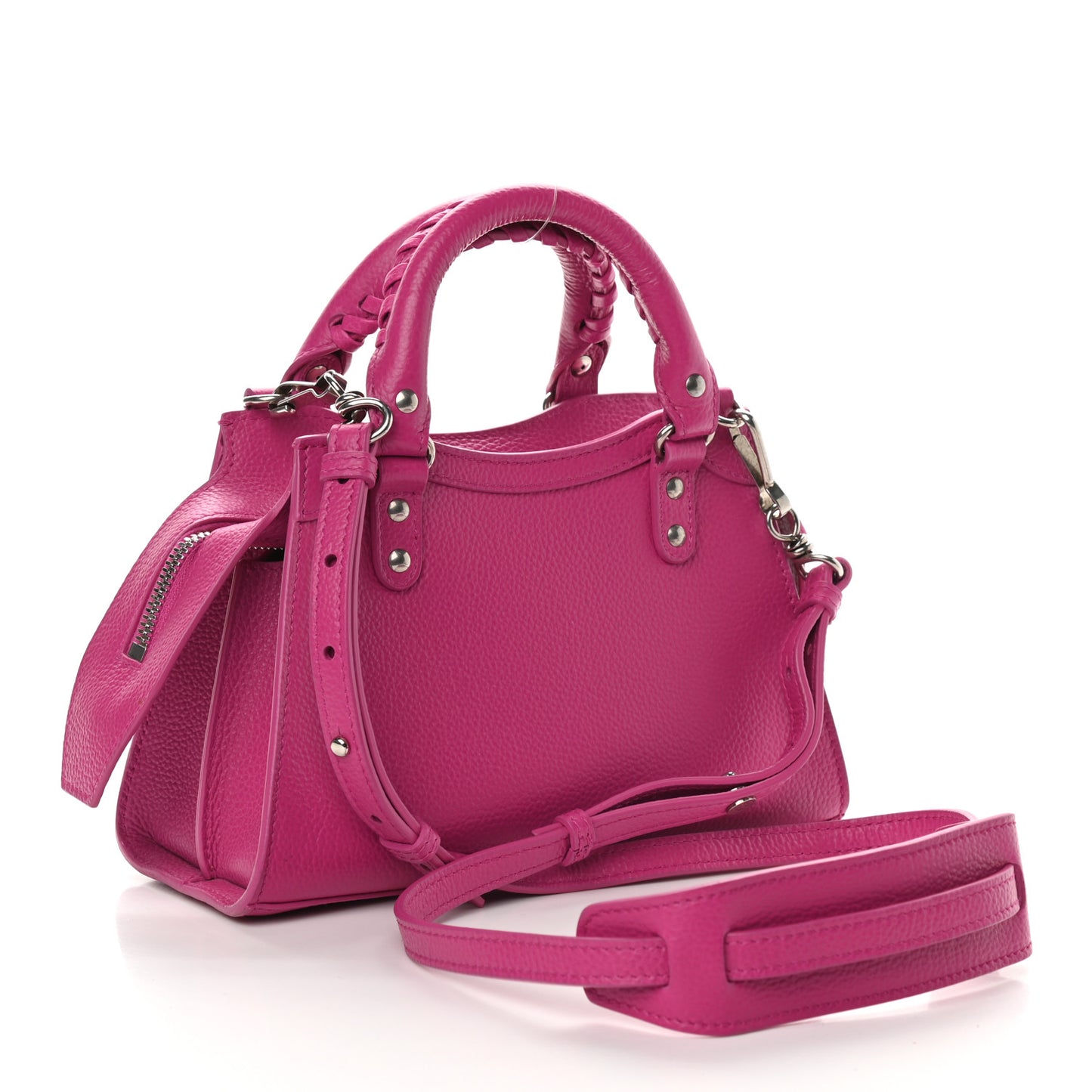 Grained Calfskin Neo Classic Silver Hardware Mini City Fuchsia