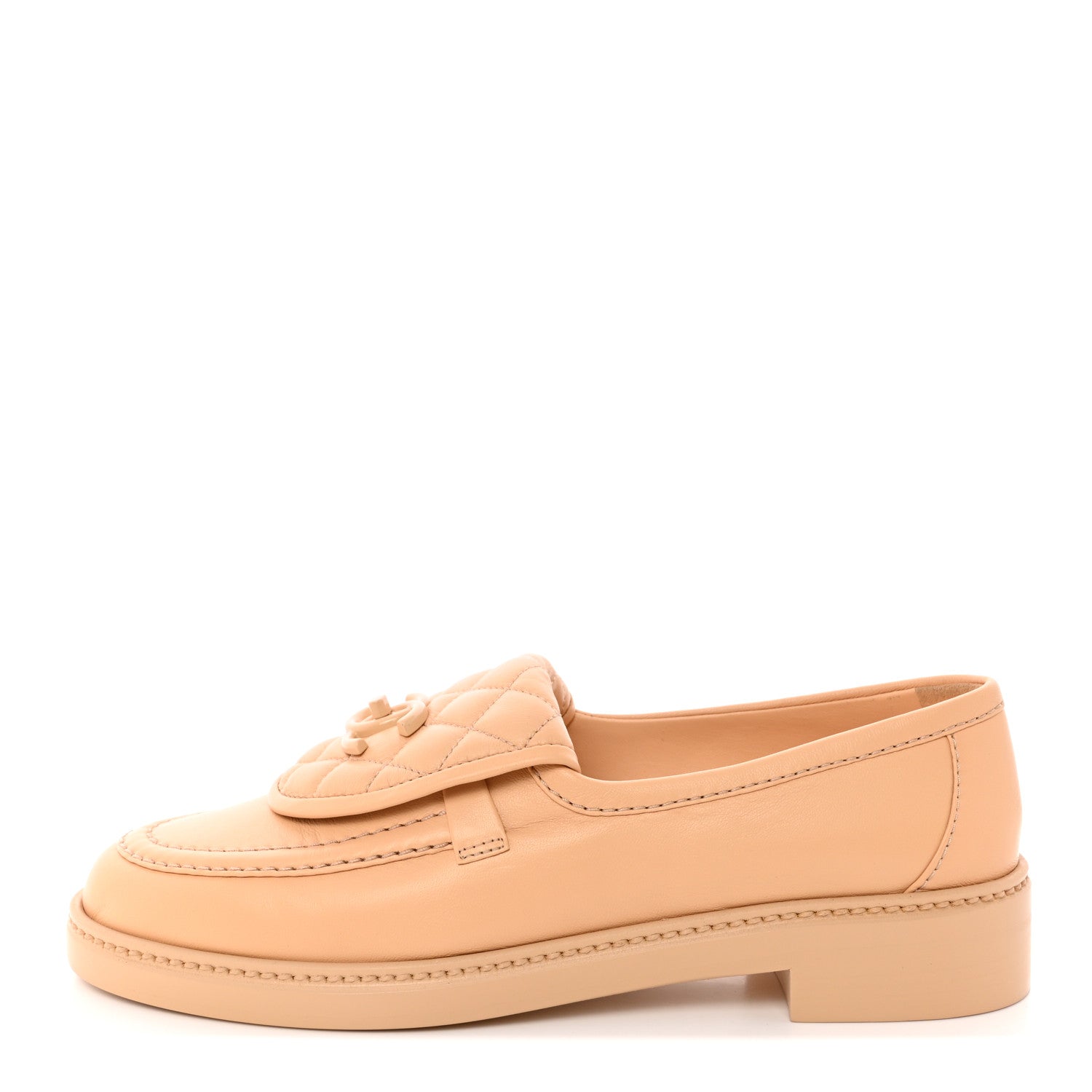 Chanel Lambskin Quilted CC Turnlock Moccasins 38.5 Beige 1 of 11