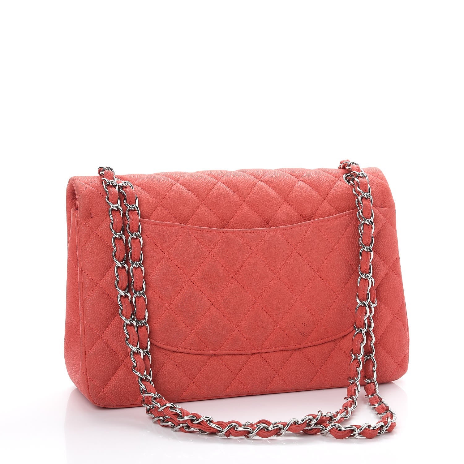 Chanel Iridescent Caviar Quilted Jumbo Double Flap Coral 4 of 15