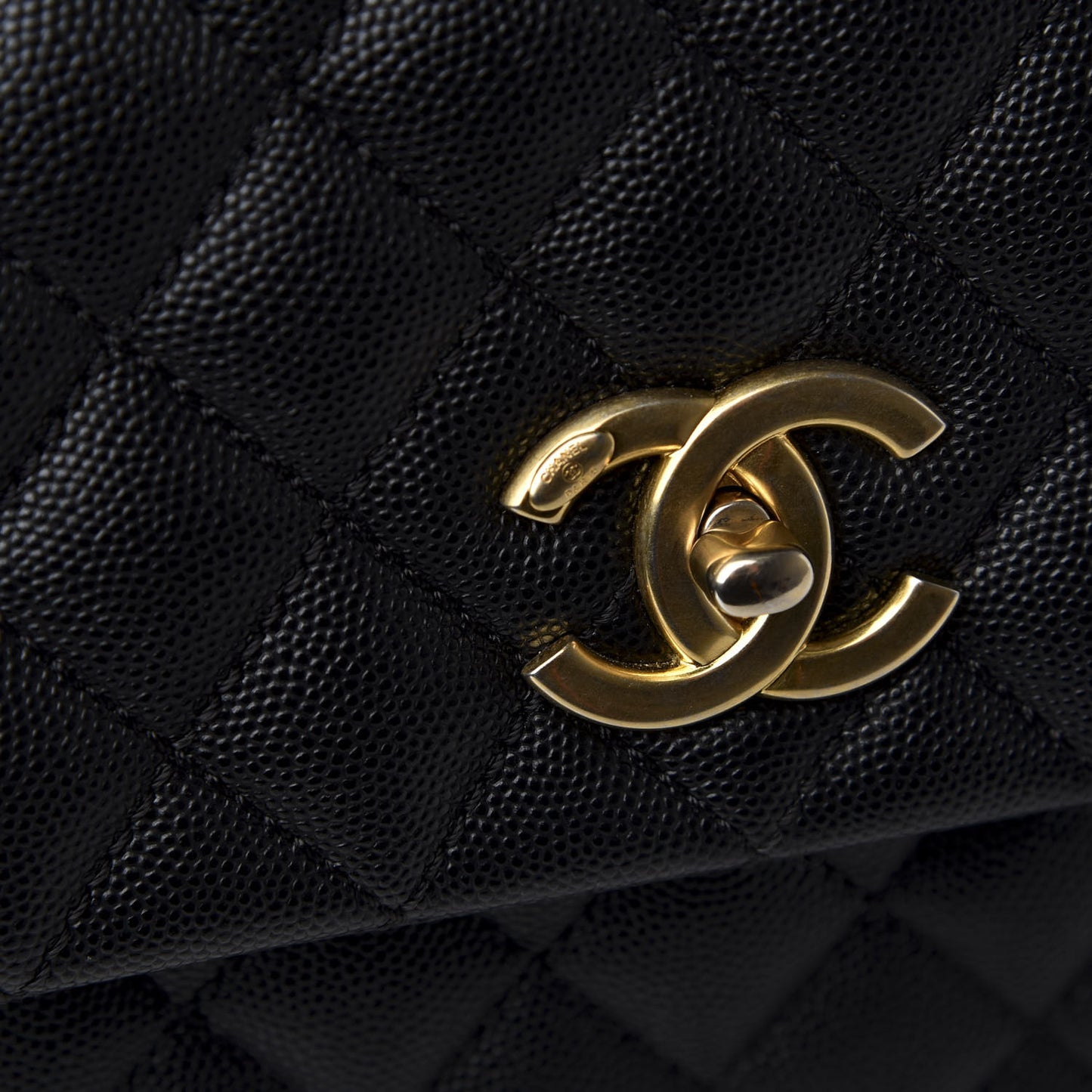 Caviar Quilted Medium Coco Handle Flap Black