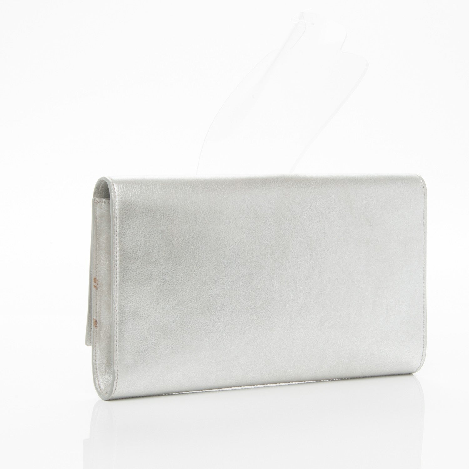 Saint Laurent Metallic Calfskin Monogram Large Belle De Jour Clutch Silver 3 of 11