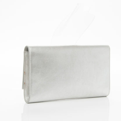 Saint Laurent Metallic Calfskin Monogram Large Belle De Jour Clutch Silver 3 of 11