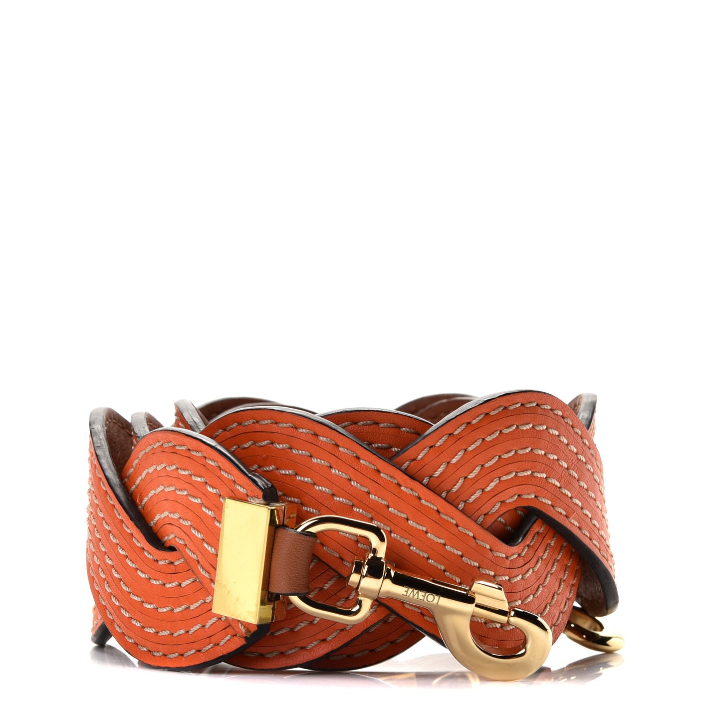 Calfskin Wavy Stitches Strap Tan Orange
