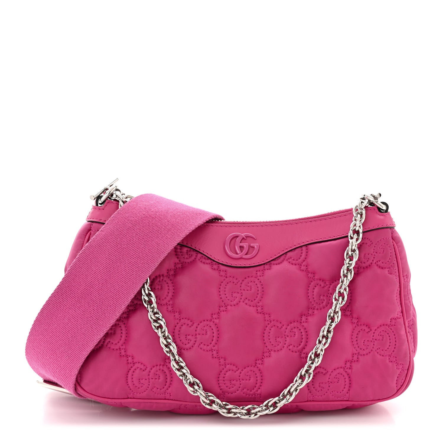 Gucci Nylon Calfskin Enamel GG Matelasse Chain Handbag Lovely 1 of 11