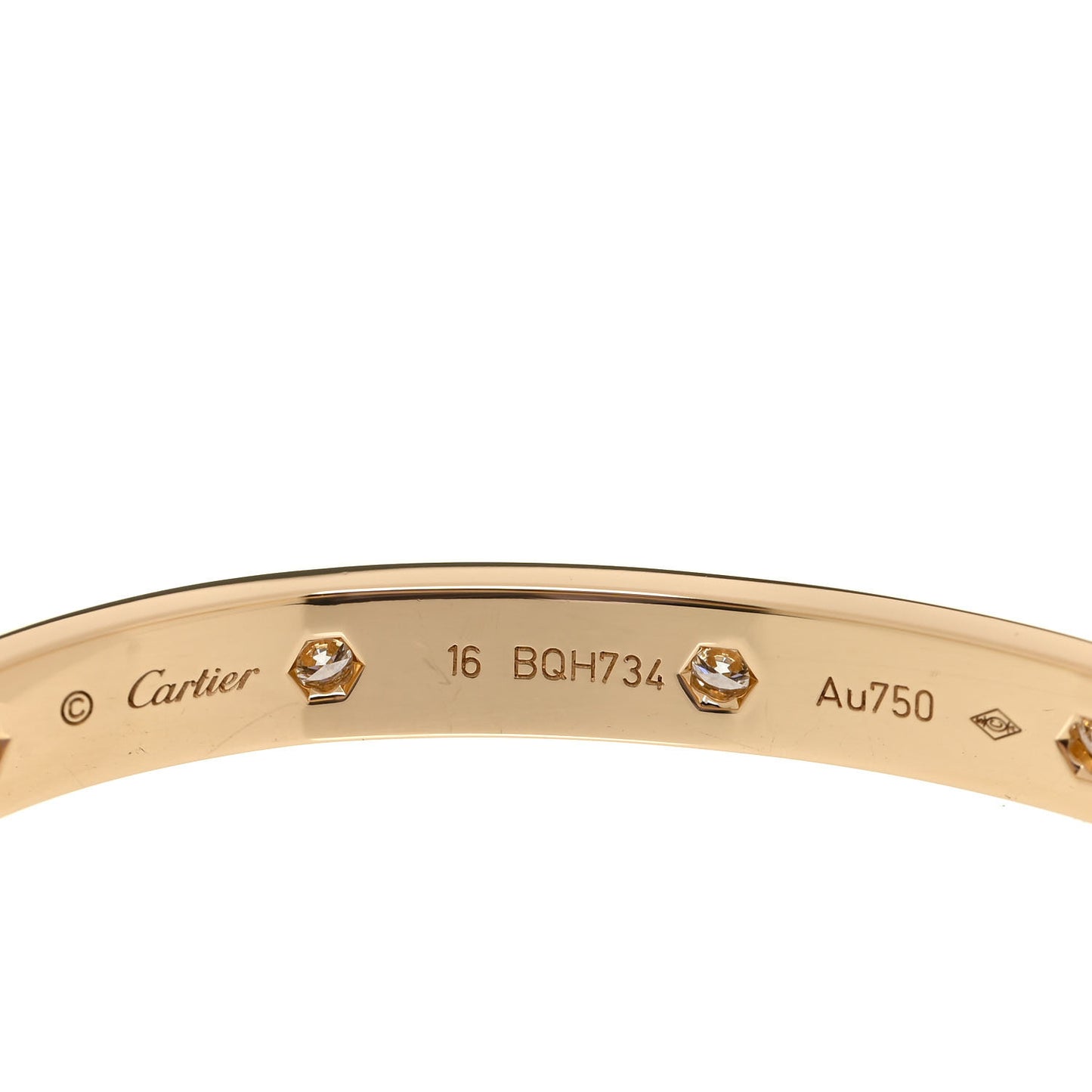 18K Yellow Gold 10 Diamond LOVE Bracelet 16