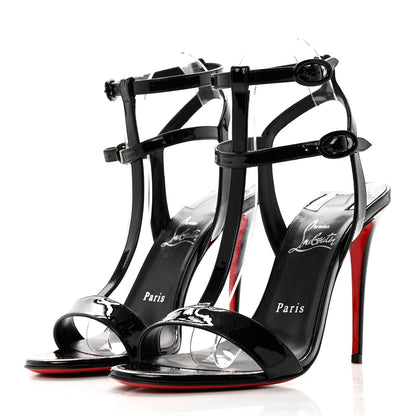 Christian Louboutin Patent Mara 100 Sandals 38.5 Black 3 of 8