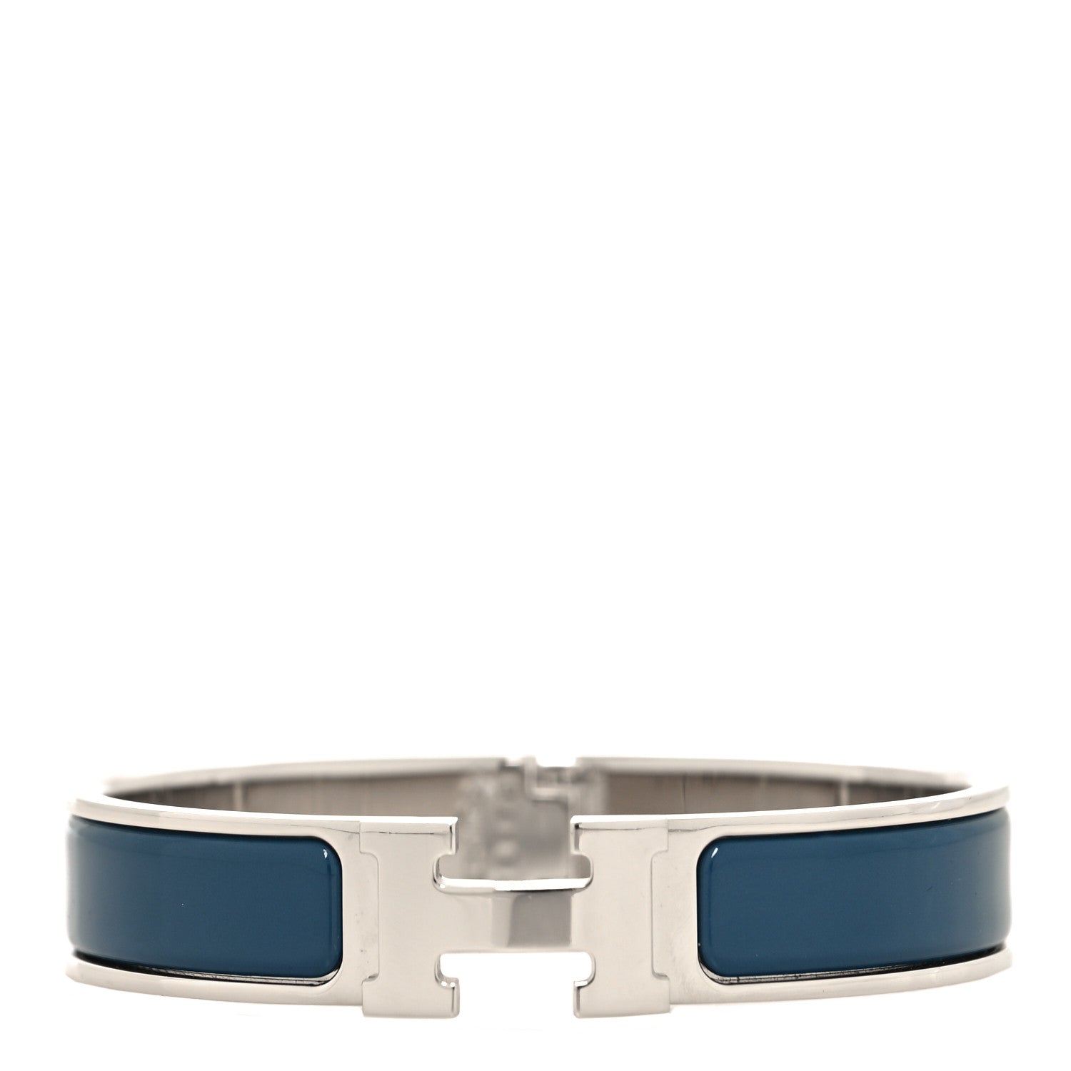 Hermes Narrow Enamel Clic Clac H Bracelet PM  Vert Bleuete 1 of 4