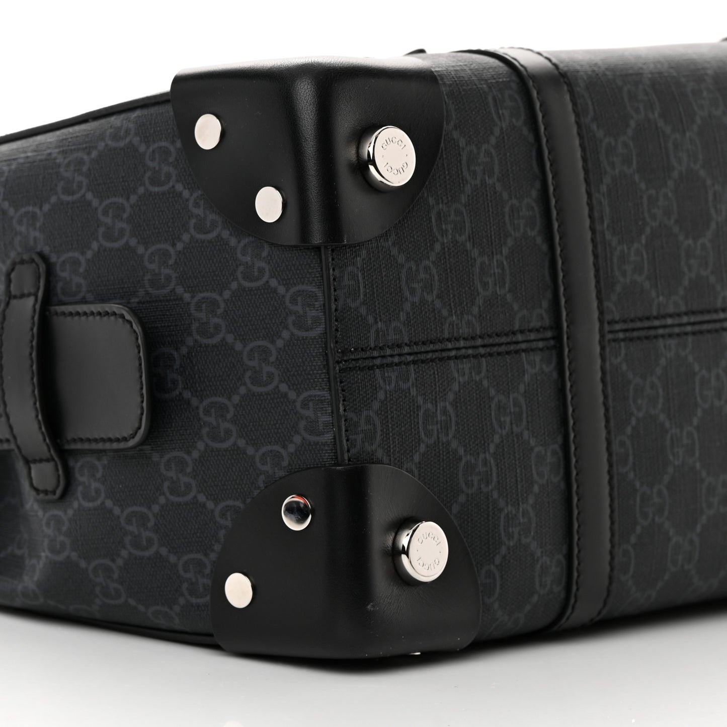 GG Supreme Monogram Selleria Calfskin Medium Tote Bag Black