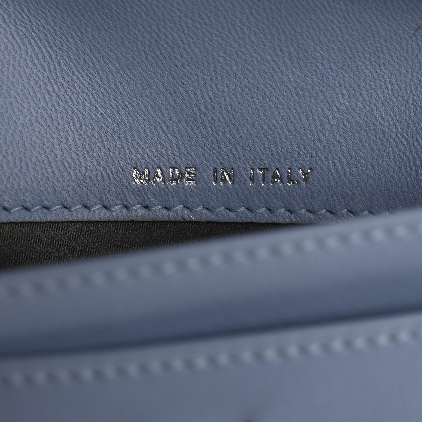 Patent Calfskin Lucky Symbols Yen Wallet Light Blue
