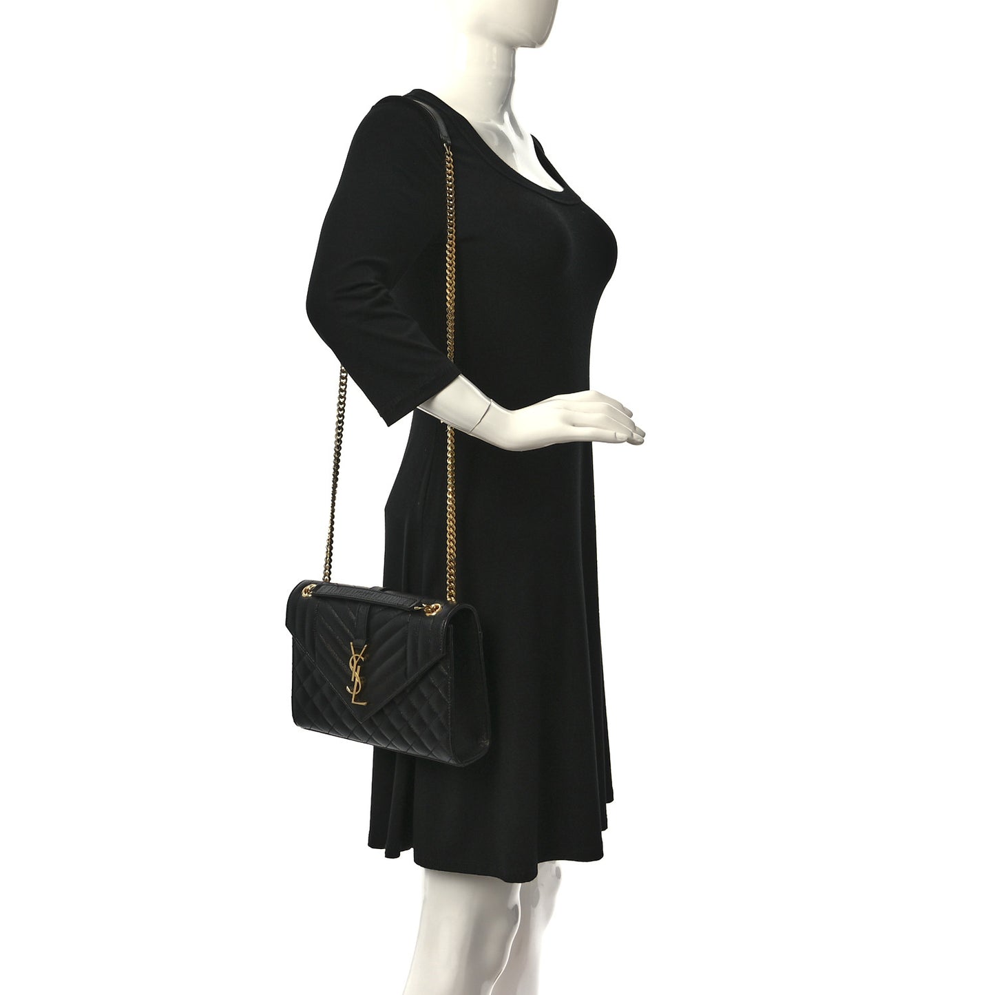 Grain De Poudre Textured Mixed Matelasse Triquilt Medium Monogram Satchel Black