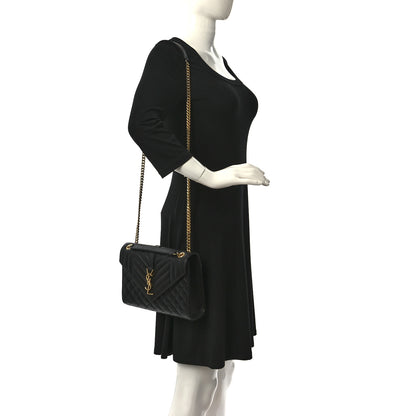 Saint Laurent Grain De Poudre Textured Mixed Matelasse Triquilt Medium Monogram Satchel Black 2 of 11