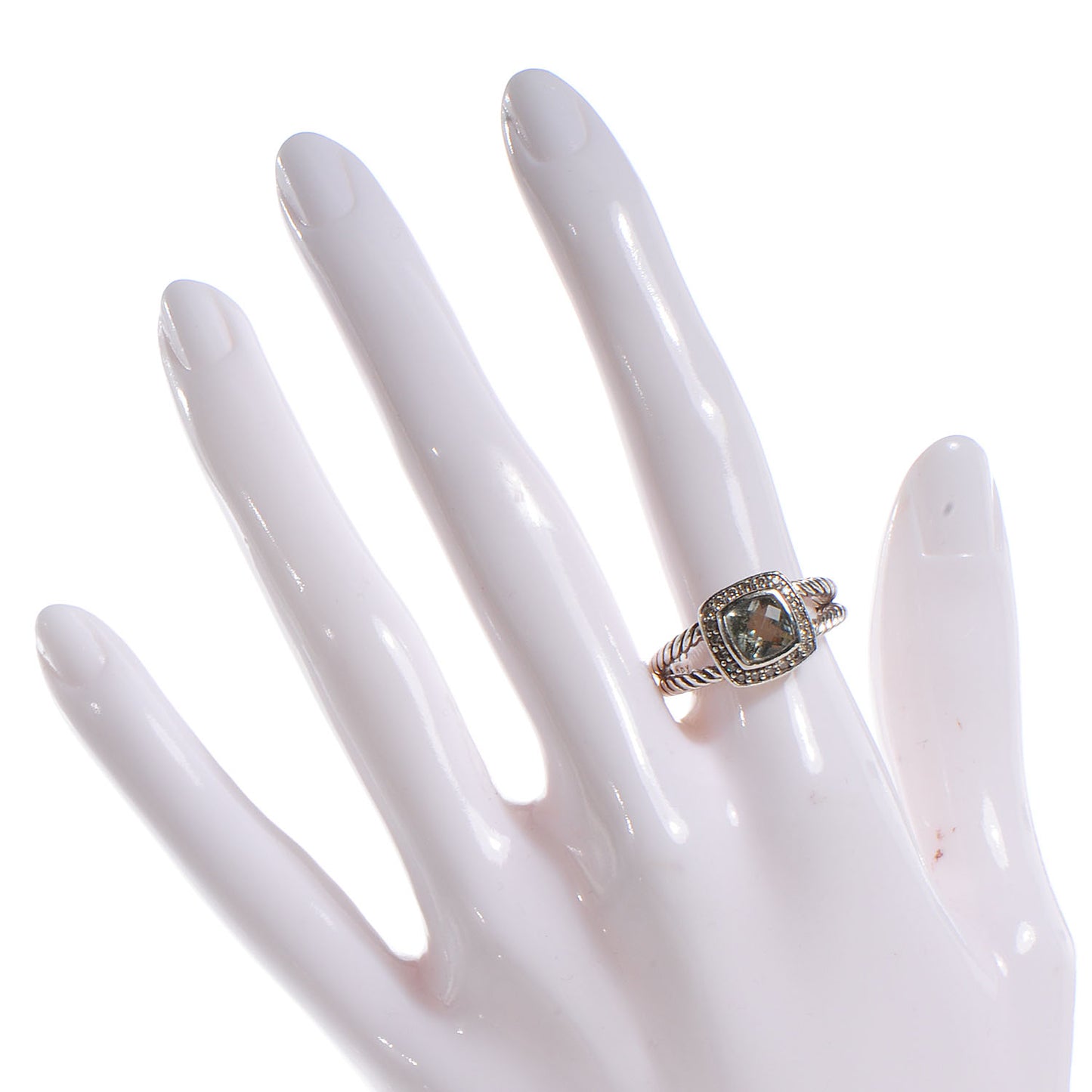 Sterling Silver Diamond Prasiolite 7mm Petite Albion Ring 54 7