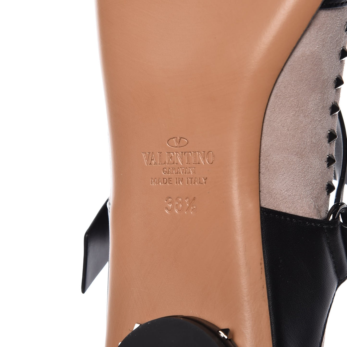 Suede Soul Rockstud Strappy Ballerina Flats 38.5 Poudre Black