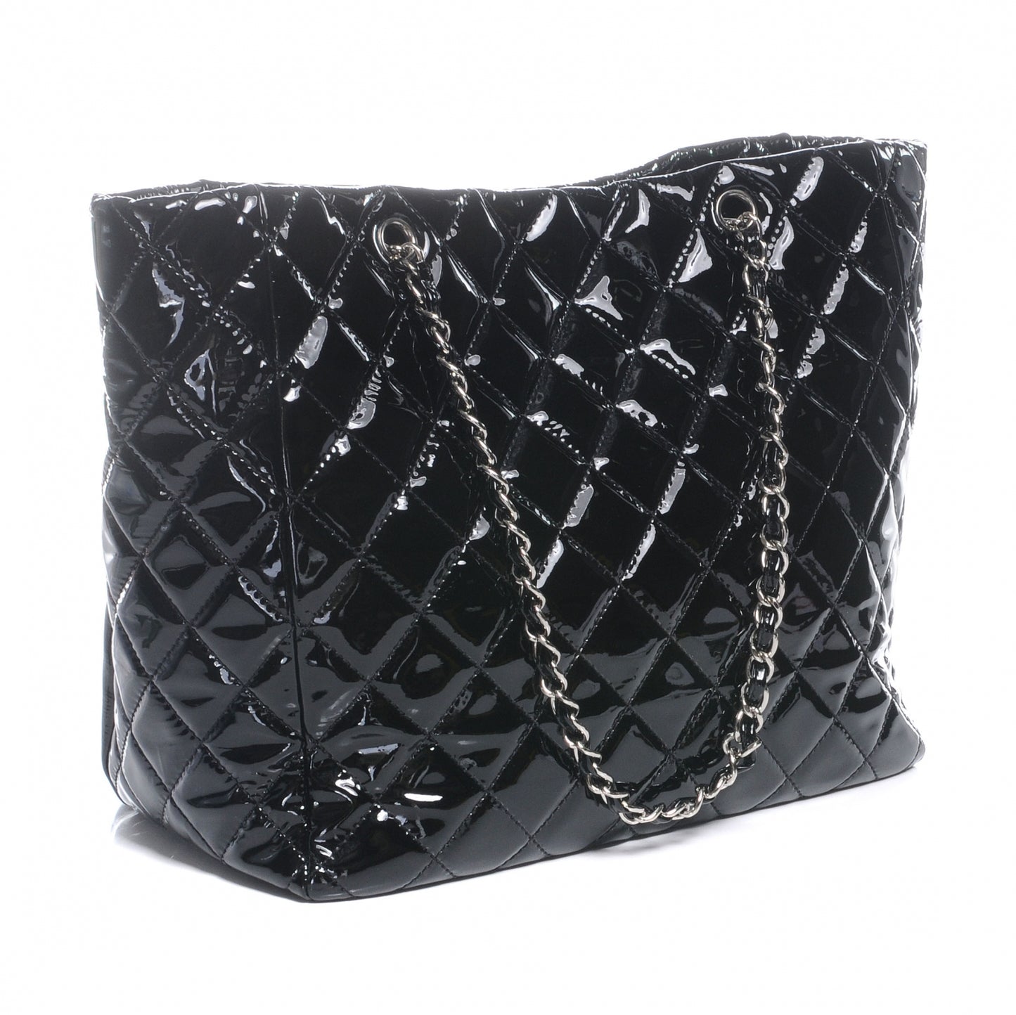 Patent Quilted Large Chic and Glitter Tote Black