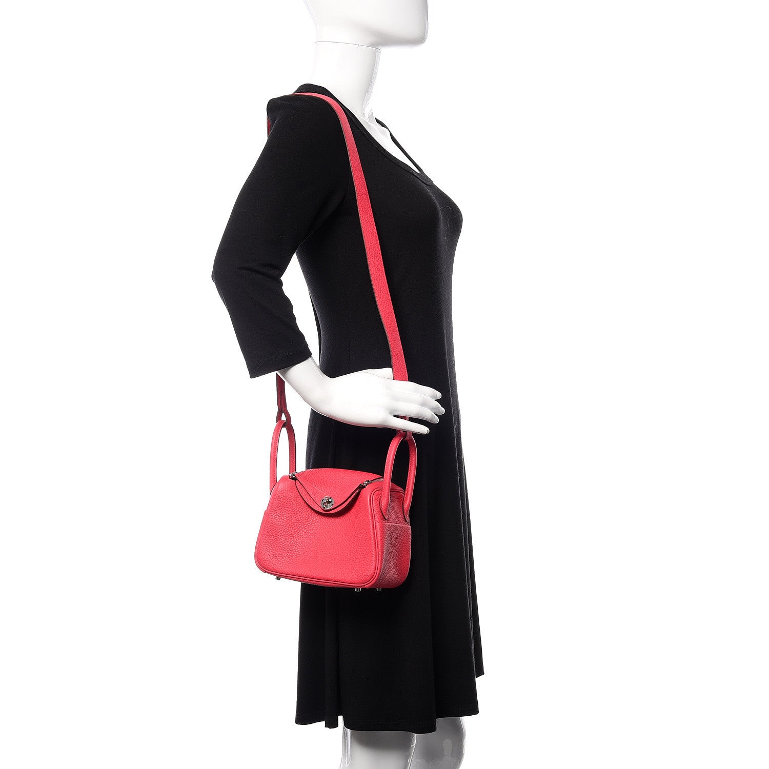 Hermes Taurillon Clemence Mini Lindy 20 Rose Extreme 2 of 8