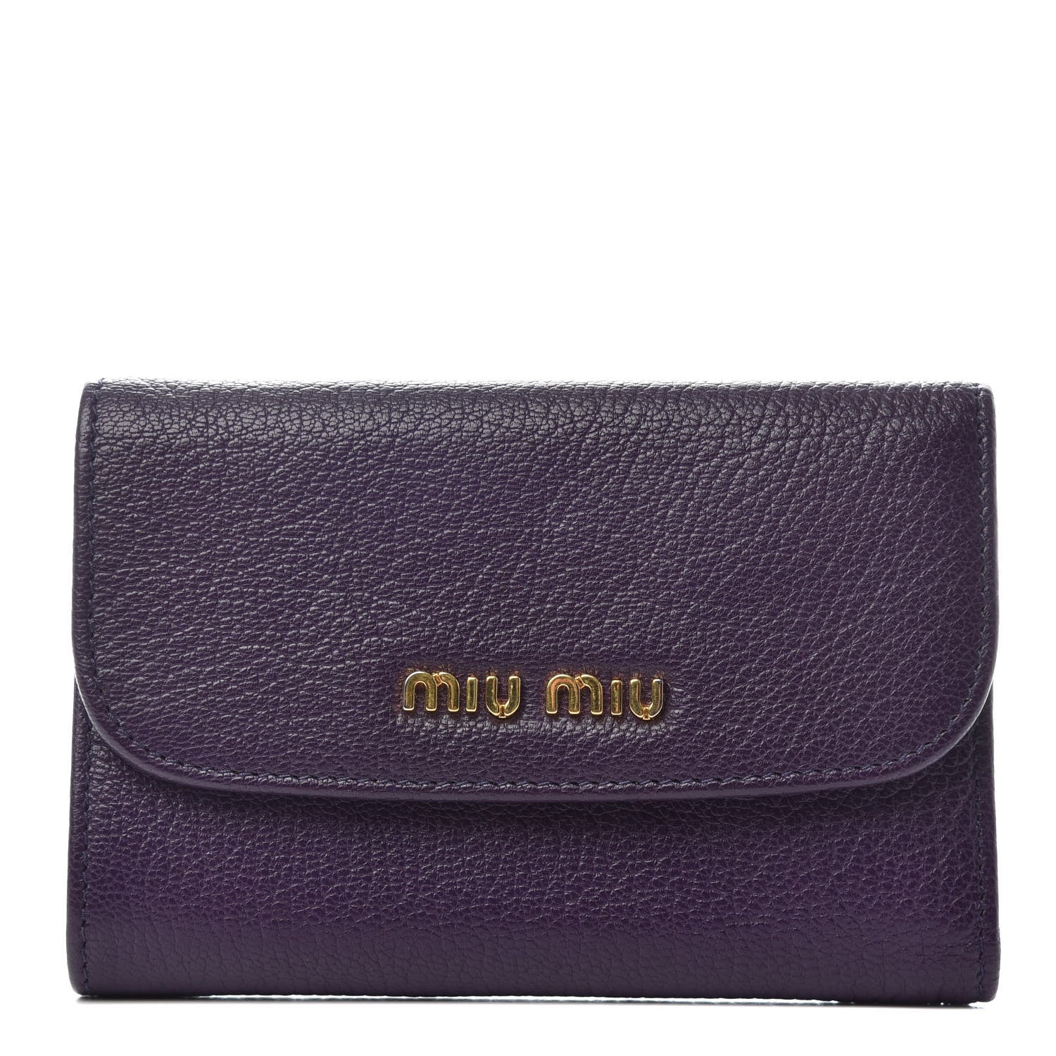 Miu Miu Goatskin Madras Flap Wallet Viola 1 of 7