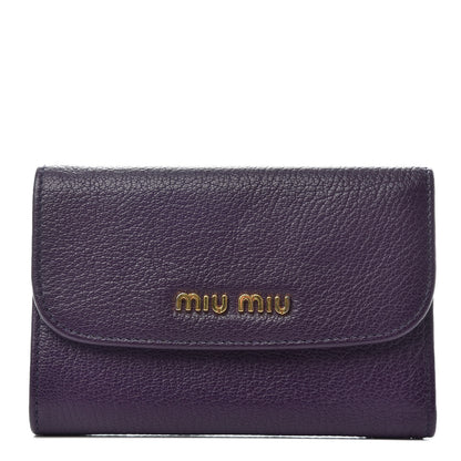 Miu Miu Goatskin Madras Flap Wallet Viola 1 of 7