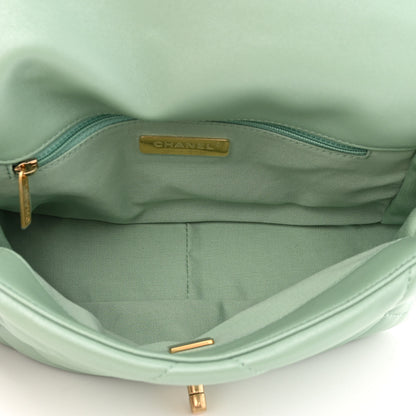 Chanel Shiny Lambskin Quilted Medium Chanel 19 Flap Light Green 5 of 12