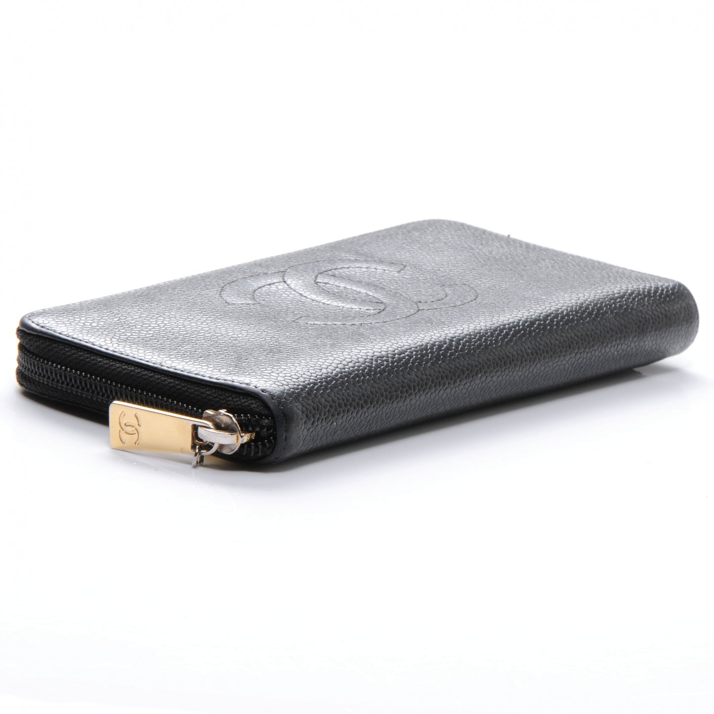 Caviar Zip Around Wallet Black