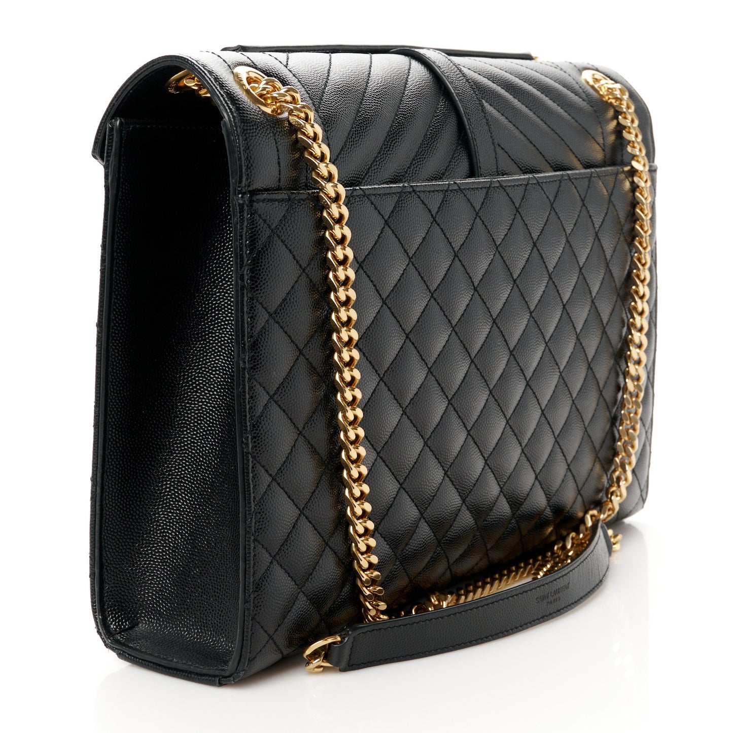Grain De Poudre Textured Mixed Matelasse Large Triquilt Monogram Satchel Black