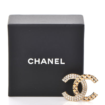 Chanel Crystal CC Mini Brooch Gold 5 of 5