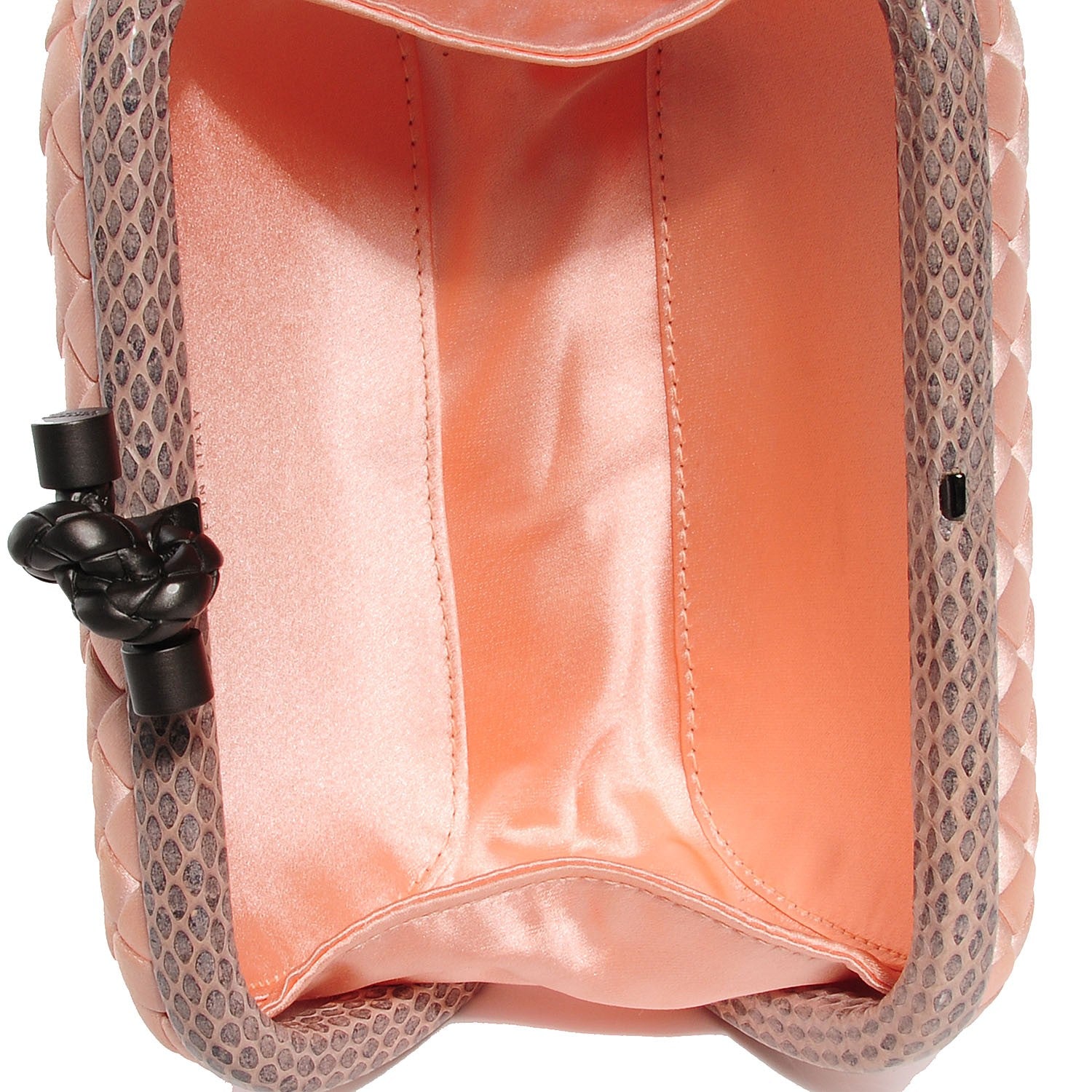 Bottega Veneta Satin Intreccio Impero Ayers Knot Clutch Flamingo 6 of 6