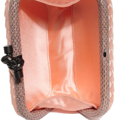 Bottega Veneta Satin Intreccio Impero Ayers Knot Clutch Flamingo 6 of 6
