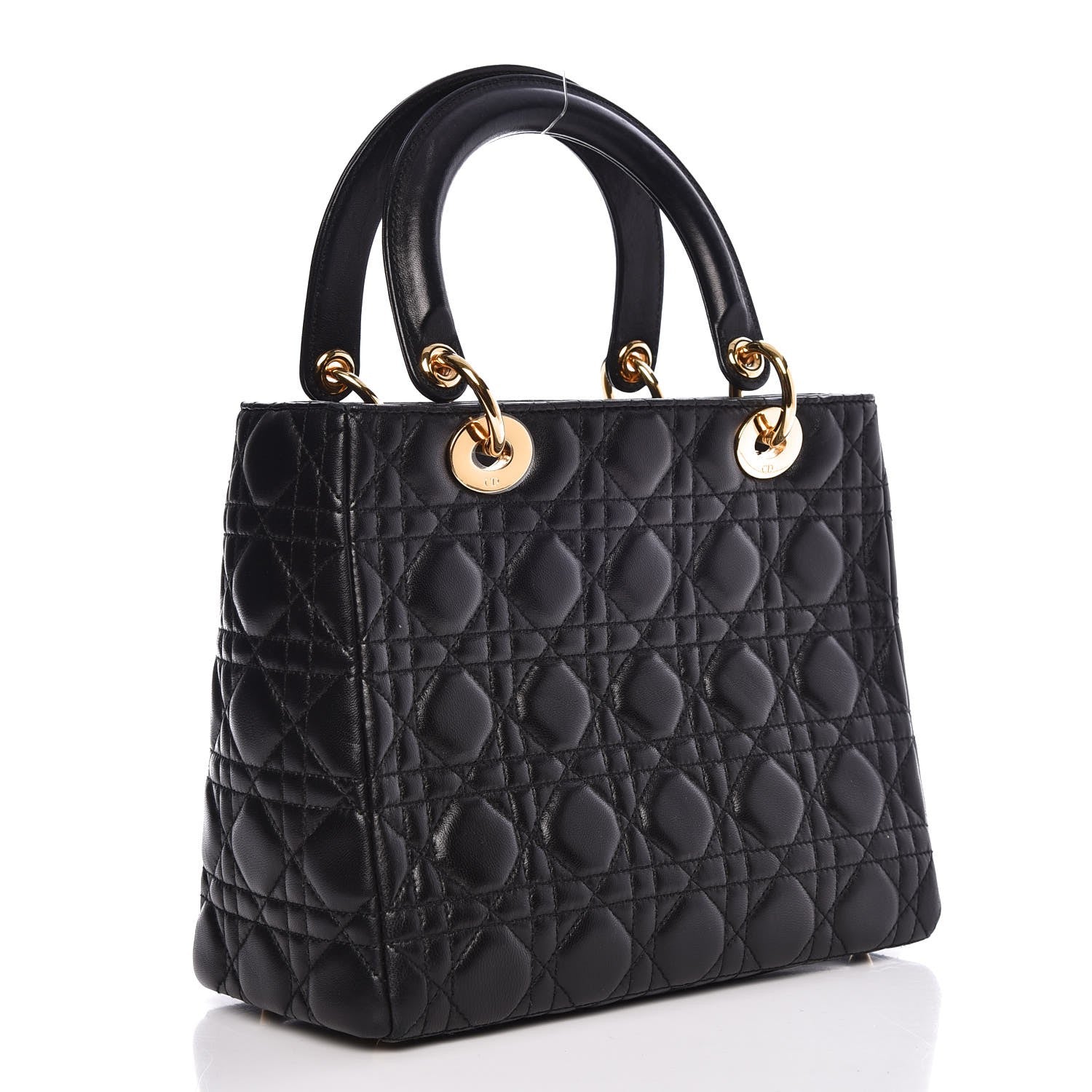 Christian Dior Lambskin Cannage Medium Lady Dior Black 3 of 9