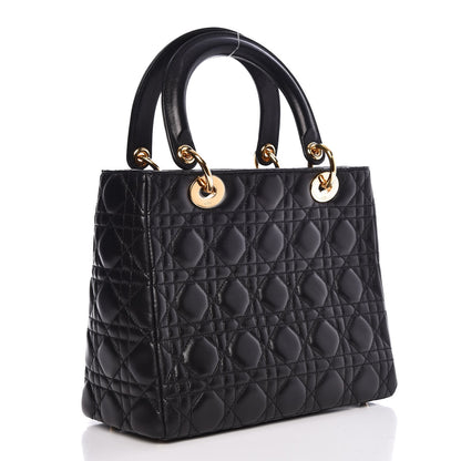 Christian Dior Lambskin Cannage Medium Lady Dior Black 3 of 9