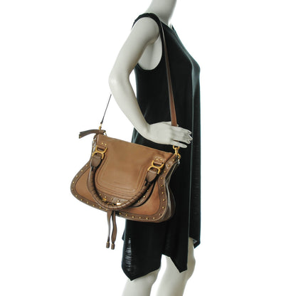 Chloe Calfskin Studded Medium Marcie Satchel Nut 2 of 7