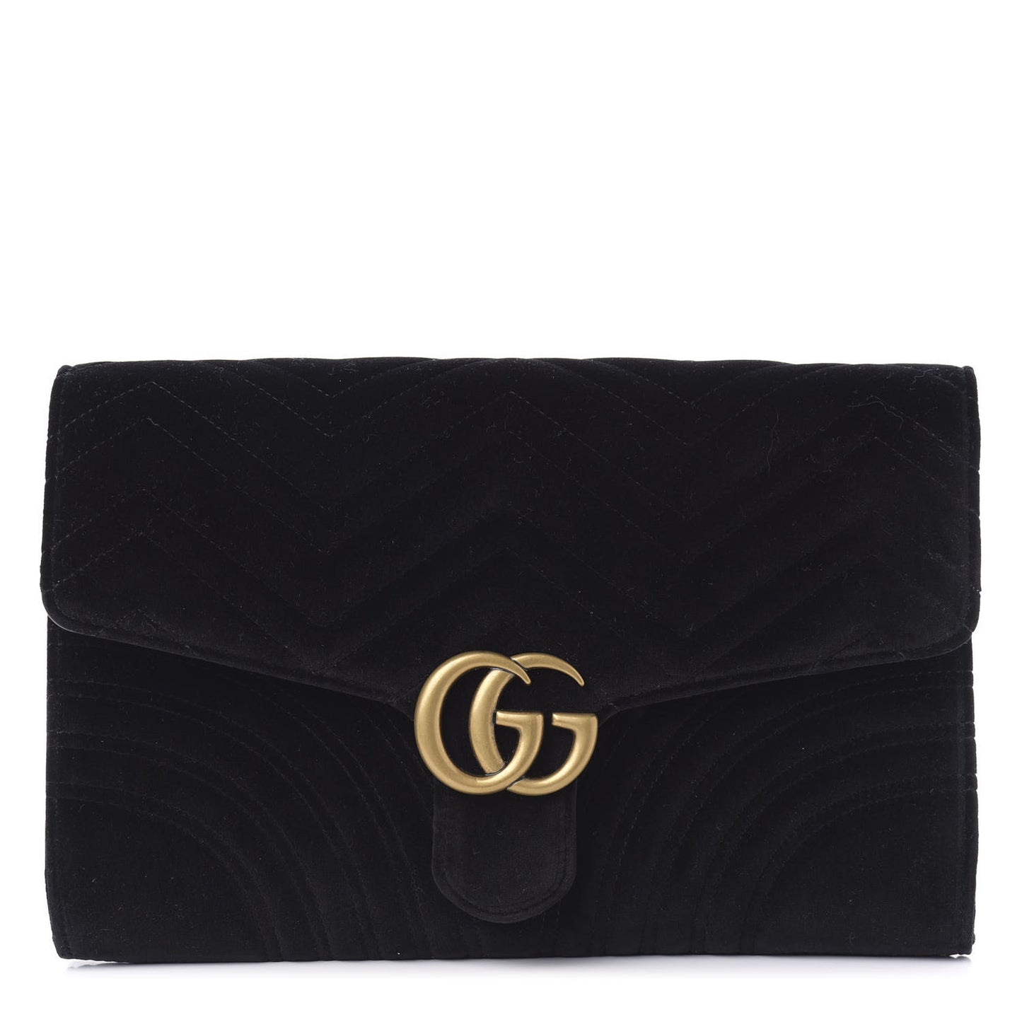 Velvet Matelasse GG Marmont Clutch Black