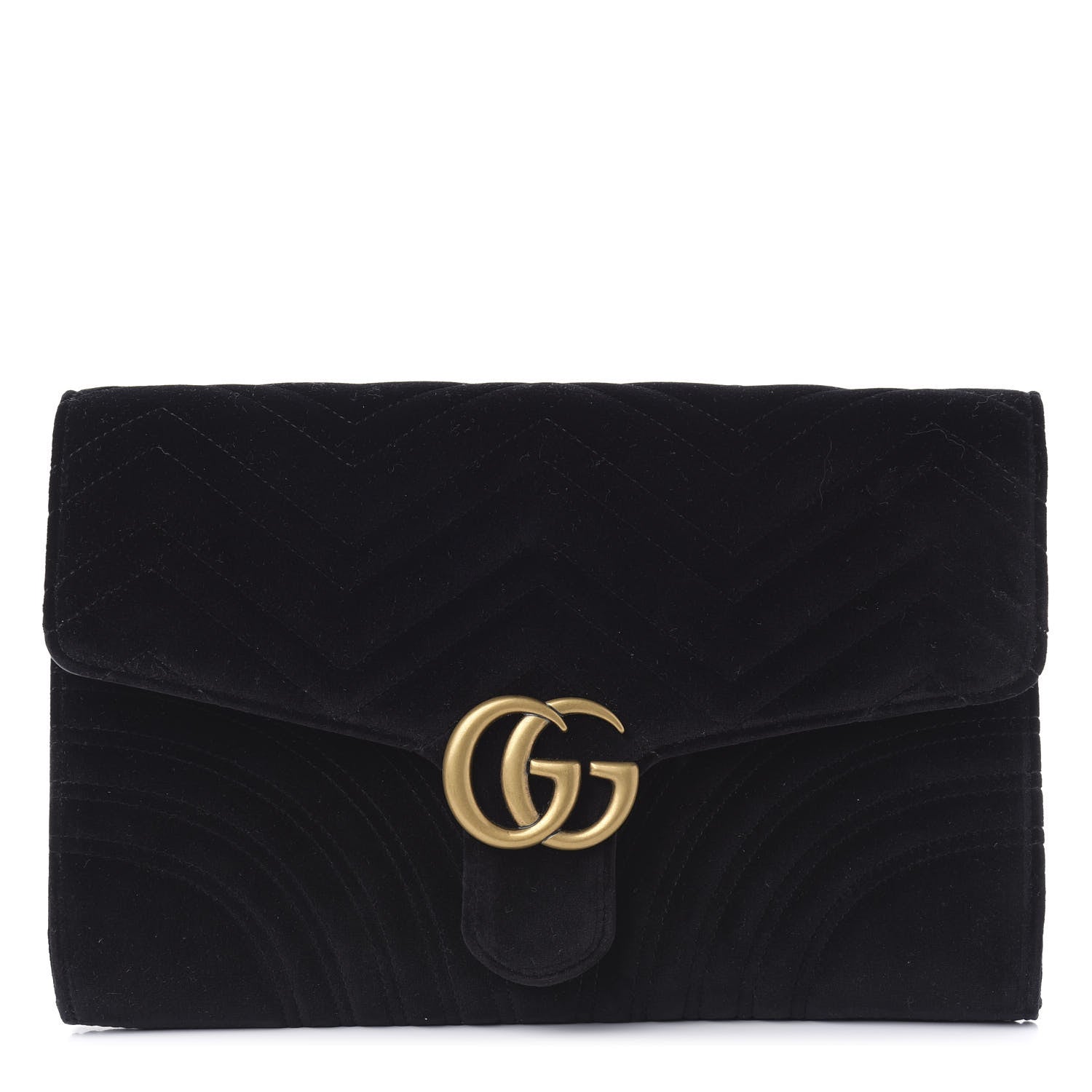 Gucci Velvet Matelasse GG Marmont Clutch Black 1 of 11
