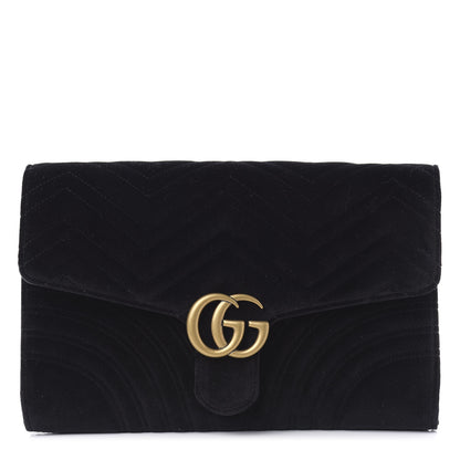 Gucci Velvet Matelasse GG Marmont Clutch Black 1 of 11