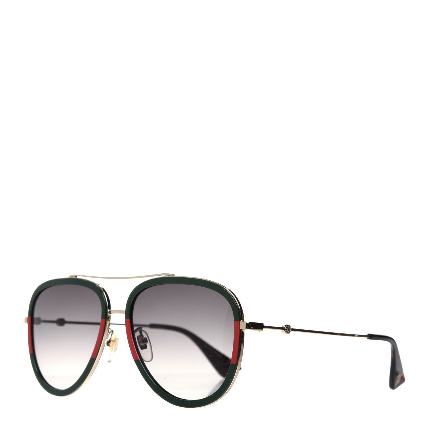 Gucci Web Aviator Sunglasses GG0062S Green Red 1 of 8