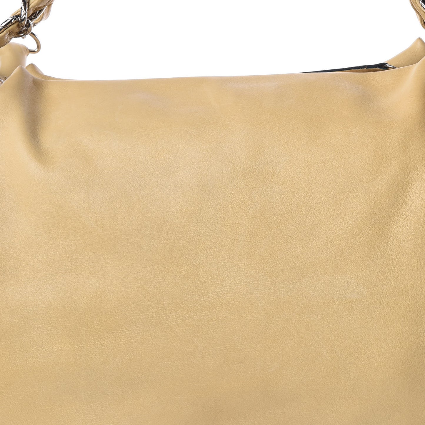 Lambskin Large Edgy Hobo Beige