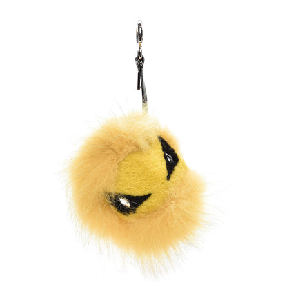 Fendi Fox Fur Shearling Crystal Eye Tria Monster Bag Bug Charm Yellow 1 of 5