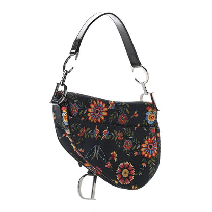 Christian Dior Canvas Floral Saddle Bag Black 3 of 10