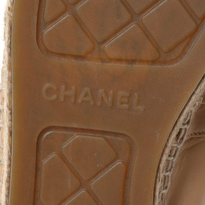 Chanel Lambskin CC Espadrilles 40 Beige Black 7 of 15