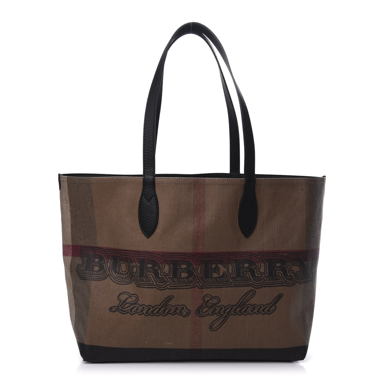 Burberry Coated Canvas Mega Check Medium Doodle Tote Black 1 of 11