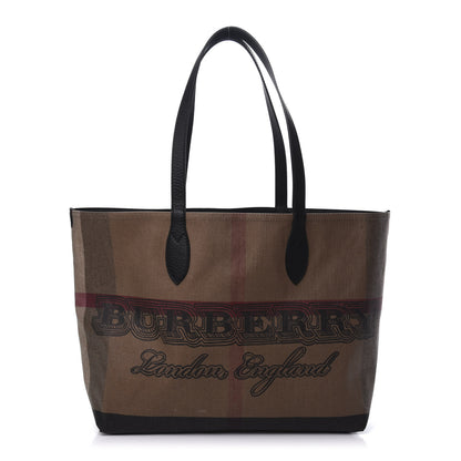 Burberry Coated Canvas Mega Check Medium Doodle Tote Black 1 of 11