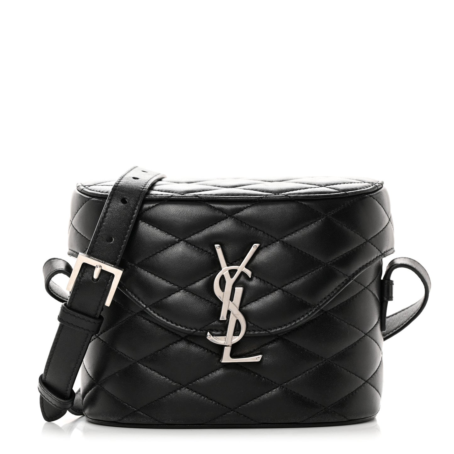 Lambskin Quilted Monogram June Box Bag Black