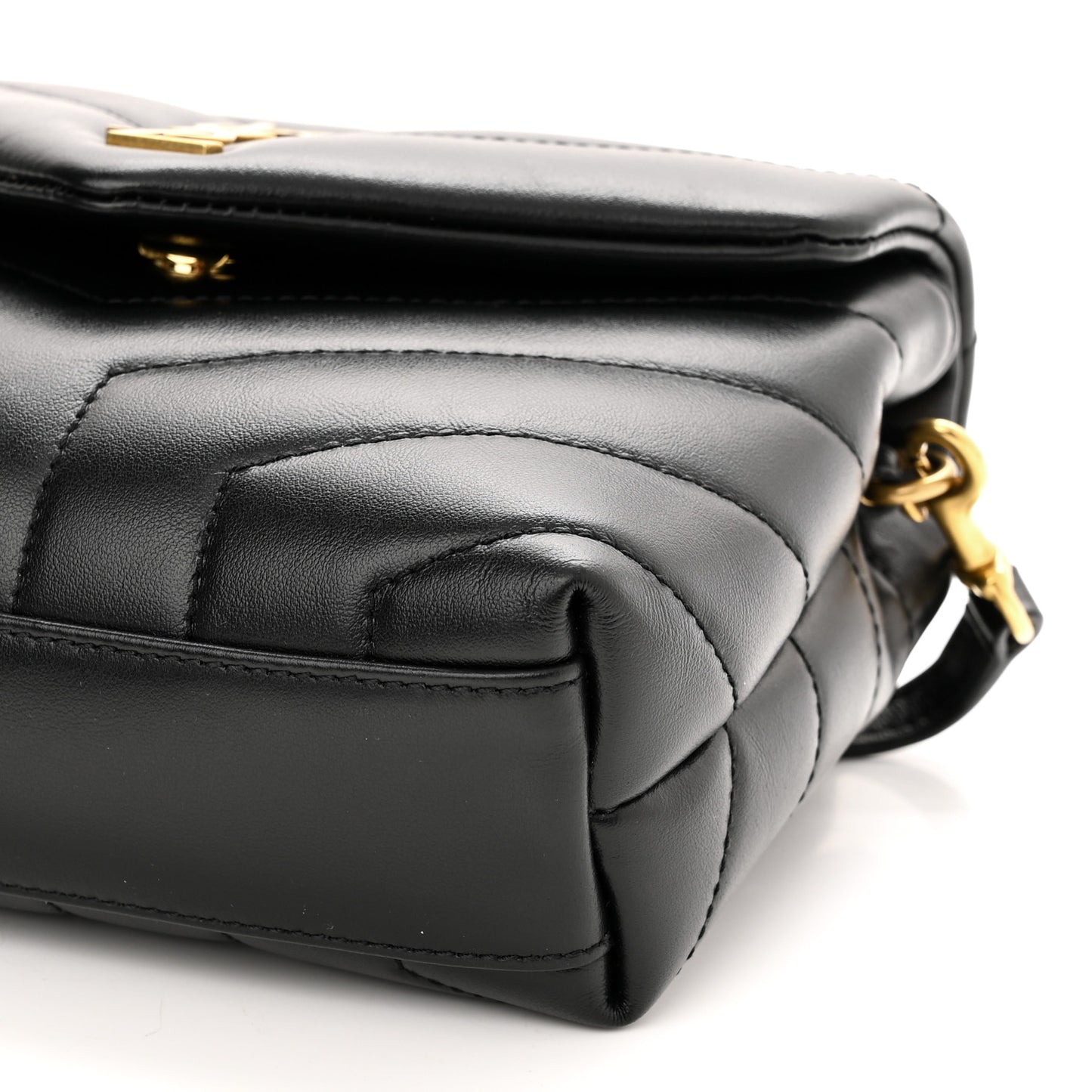 Calfskin Y Quilted Monogram Toy Loulou Crossbody Bag Black