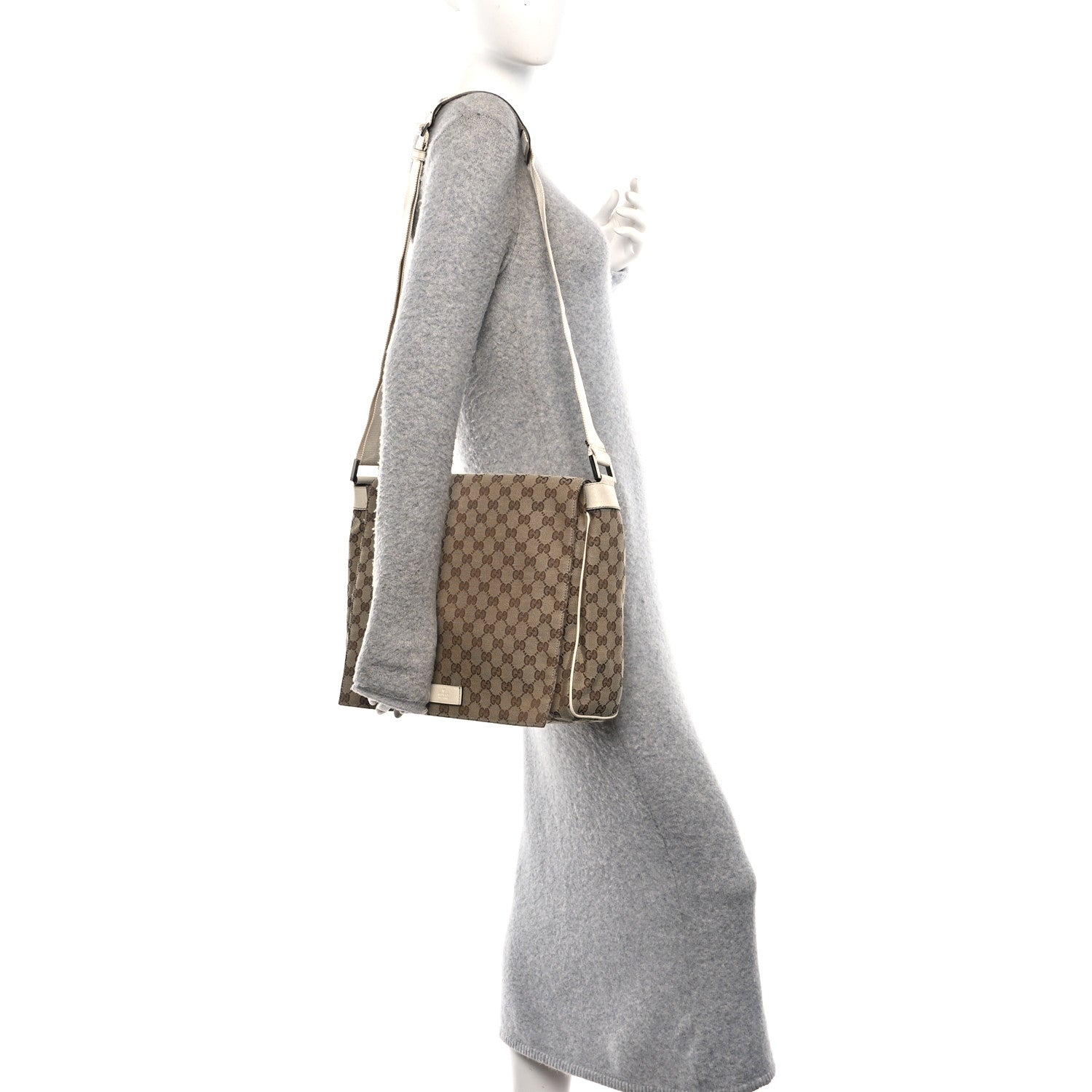 Gucci GG Monogram Medium Flap Messenger Bag Beige 2 of 11