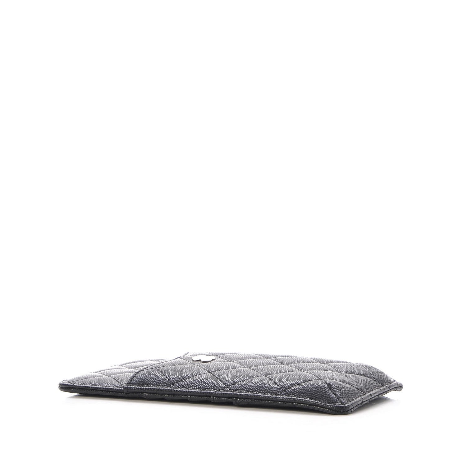 Caviar Quilted Classic Flat Wallet Pouch Black