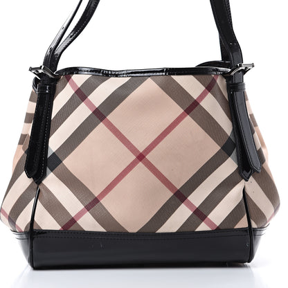 Burberry Patent Nova Check Small Tote Black 9 of 13