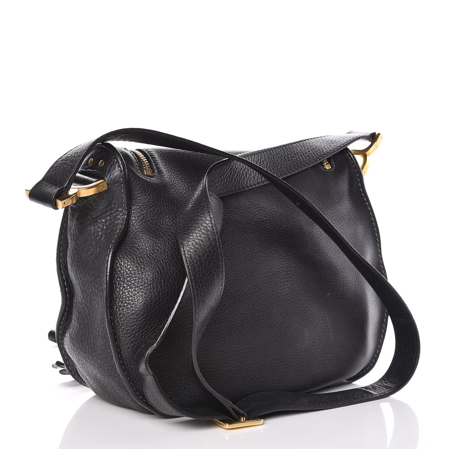 Calfskin Medium Marcie Round Zip Crossbody Bag Black