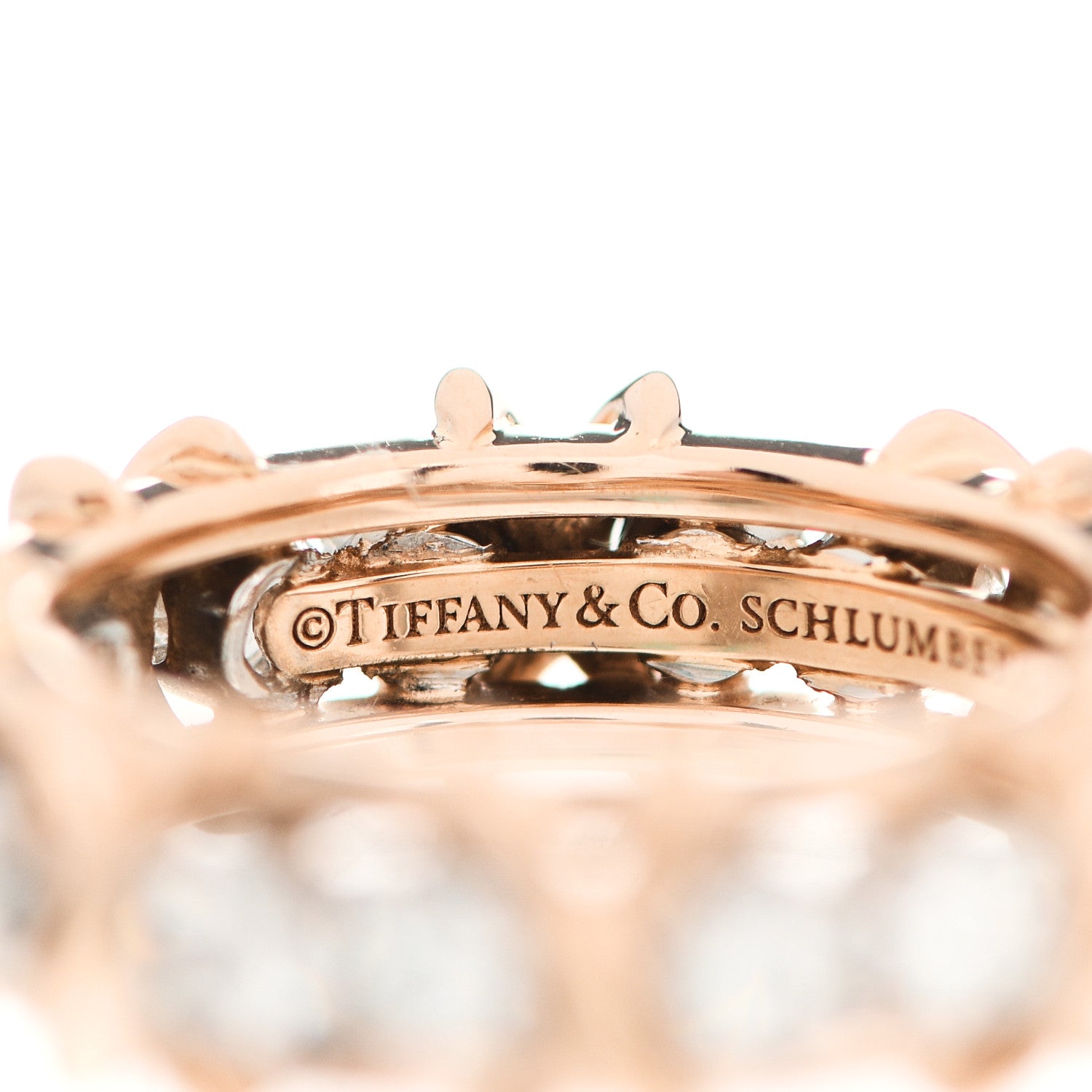 Tiffany 18K Rose Gold Platinum Diamond Schlumberger Sixteen Stone Ring 48 4.5 4 of 7