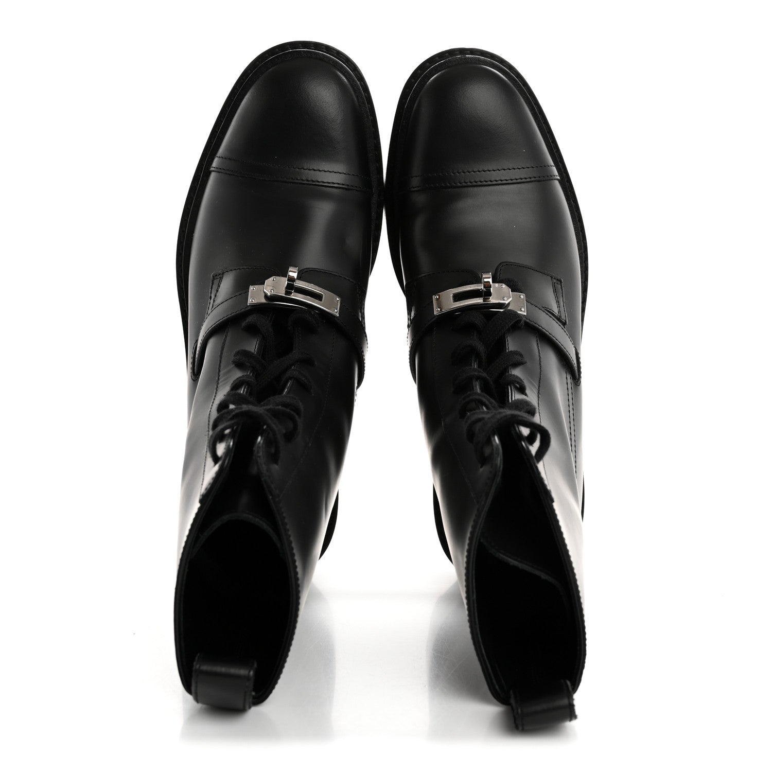 Hermes Glossed Calfskin Funk Ankle Boots 38 Black 1735101