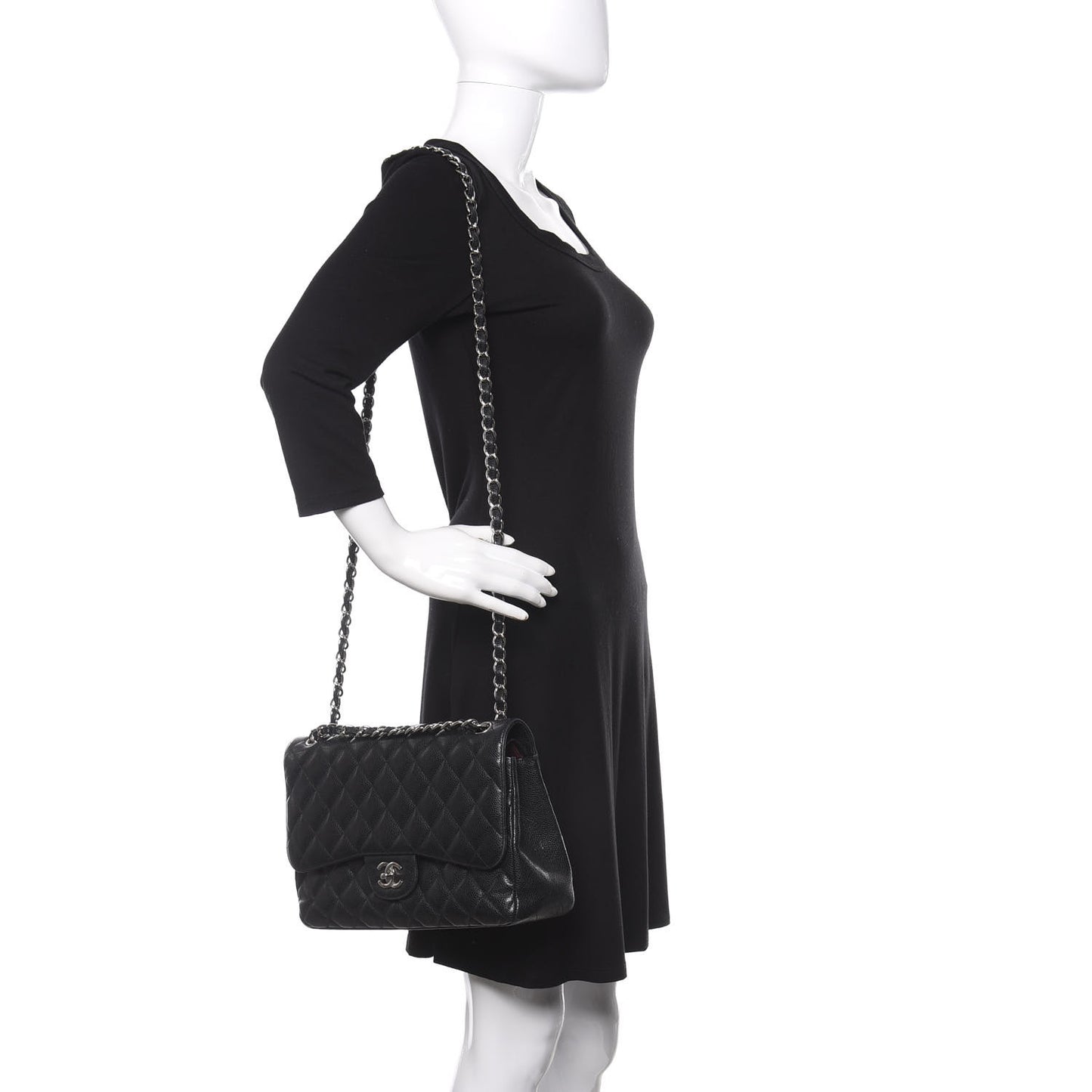 Caviar Quilted Jumbo Double Flap Black